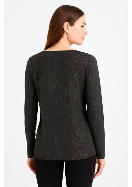 Lupinn Moda Kadın Siyah Simli Işıltılı Uzun Kollu Şık Bluz – Gece & Günlük Kullanıma Uygun fırsatları