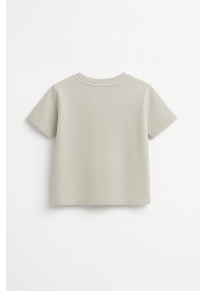 Unisex Çocuk %100 Pamuklu Basic Tişört - Bej (3-4 Yaş 8-9 Yaş)