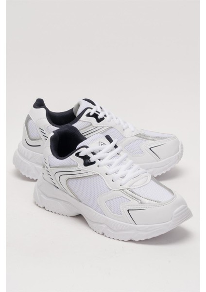 Unisex Faylon Taban Bağcıklı Spor Ayakkabı BEYAZ - LACİVERT fiyatları