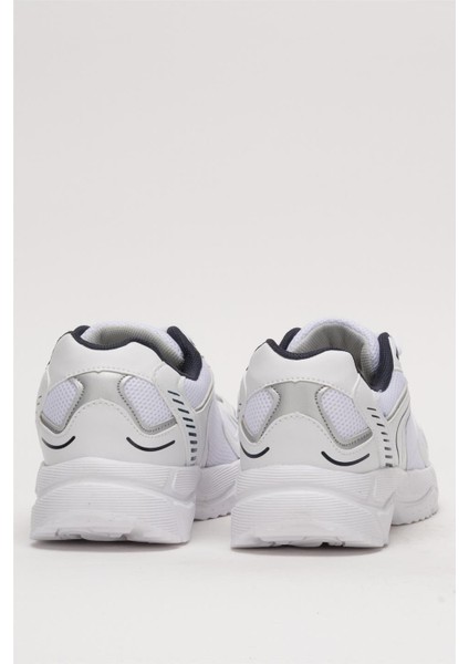 Unisex Faylon Taban Bağcıklı Spor Ayakkabı BEYAZ - LACİVERT fırsatları