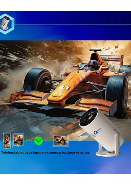 Taşınabilir Android Projeksiyon Wifi Destekli Akıllı Sinema Projektör Ultra Hdsinema Projeksiyon 1080P