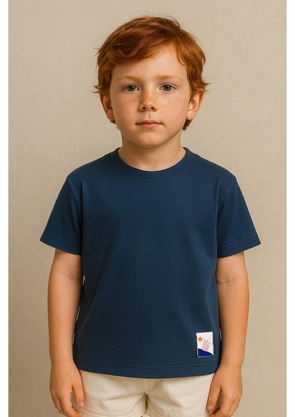 Erkek Çocuk %100 Pamuk Basic Tişört - Lacivert (3-4 Yaş 8-9 Yaş)