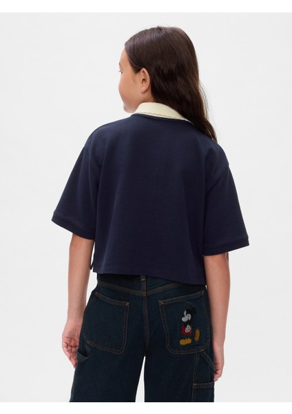 Kız Çocuk Lacivert Gap × Disney Polo Yaka Crop T-Shirt fırsatları