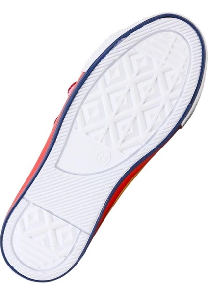 Unisex Çocuk Keten Kısa Convers Modeli Cırtlı Sneaker Spor Ayakkabı Kırmızı (26-30)