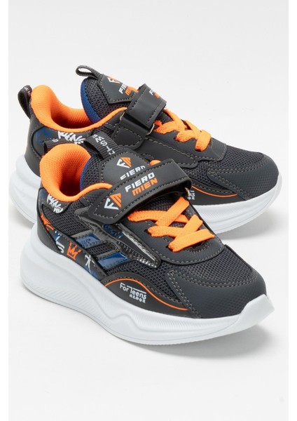 Çocuk Cırtlı Akıllı Bağcık Spor Ayakkabı Füme - Turuncu fiyatları