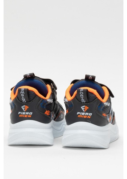 Çocuk Cırtlı Akıllı Bağcık Spor Ayakkabı Füme - Turuncu fırsatları