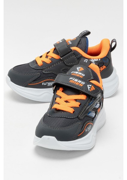 Çocuk Cırtlı Akıllı Bağcık Spor Ayakkabı Füme - Turuncu indirimleri