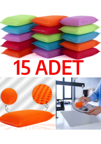 15 Adet Petek Dokulu Bulaşık Süngeri Sihirli Pratik Sünger