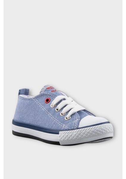 Unisex Erkek Kız Çocuk Keten Kısa Convers Modeli Bağcıklı Spor Ayakkabı Mavi