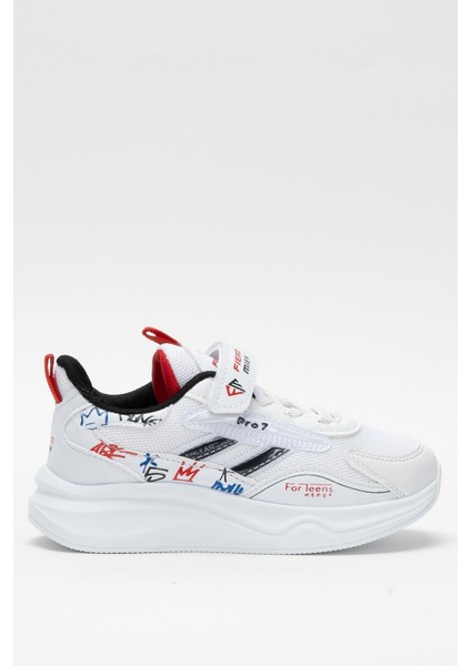 Çocuk Cırtlı Akıllı Bağcık Spor Ayakkabı Beyaz - Siyah
