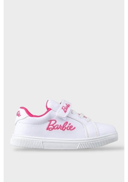 Barbie Yazılı Kız Çocuk Spor Ayakkabı Beyaz - Pembe