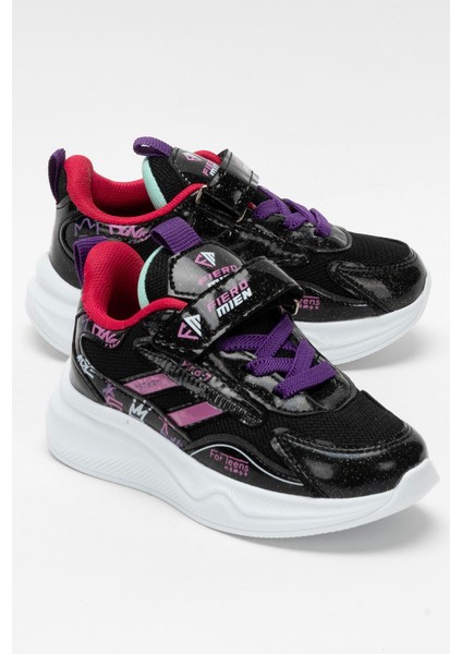 Çocuk Cırtlı Akıllı Bağcık Spor Ayakkabı Siyah - Fuşya fiyatları