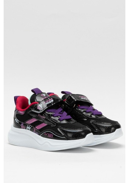 Çocuk Cırtlı Akıllı Bağcık Spor Ayakkabı Siyah - Fuşya modelleri