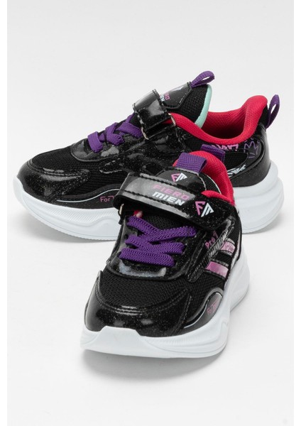 Çocuk Cırtlı Akıllı Bağcık Spor Ayakkabı Siyah - Fuşya indirimleri