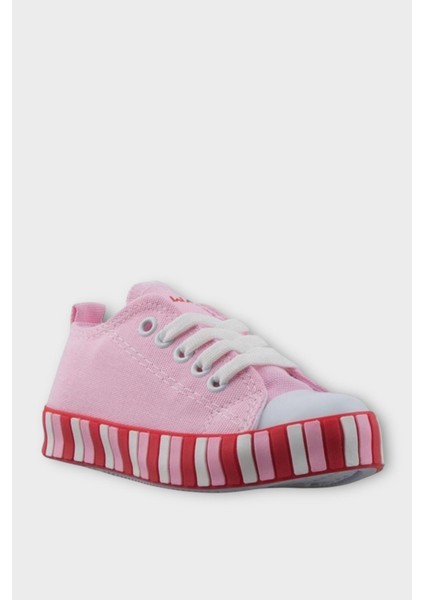 Unisex Çocuk Keten Kısa Convers Modeli Bağcıklı Spor Ayakkabı Pembe