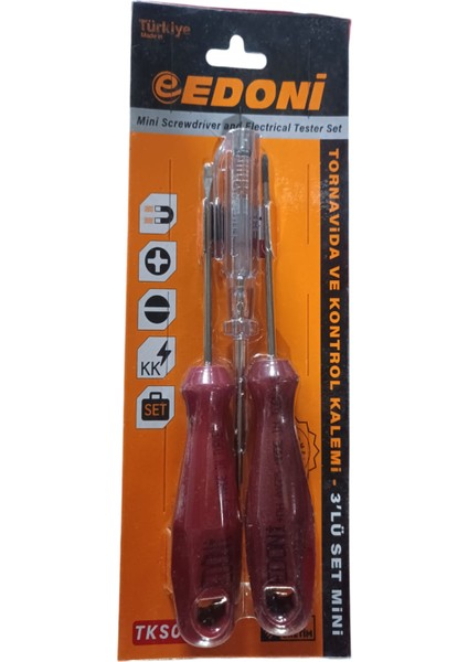 Edoni Mini Kontrol Kalem Tornavida Seti (3 Lü)