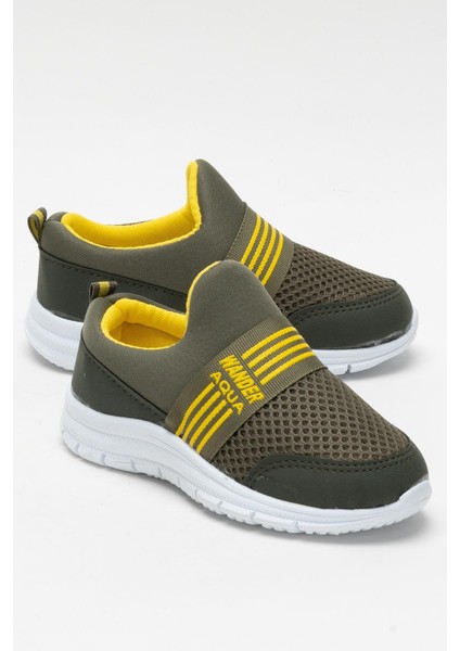 Unisex Lastilkli Hafif Airfle Çocuk Spor Ayakkabı Haki