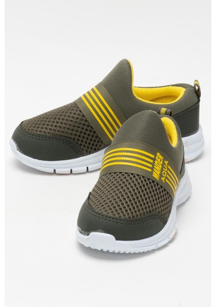 Unisex Lastilkli Hafif Airfle Çocuk Spor Ayakkabı Haki