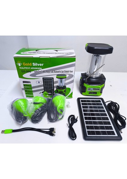 Gold Silver GS-906 Solar Enerjili Şarjlı Fener – Bluetooth, Radyo, Usb, Güneş Paneli Dahil fırsatları