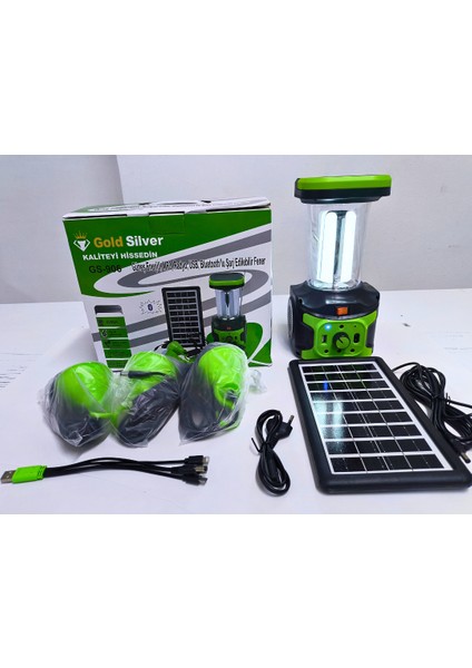 Gold Silver GS-906 Solar Enerjili Şarjlı Fener – Bluetooth, Radyo, Usb, Güneş Paneli Dahil indirimleri