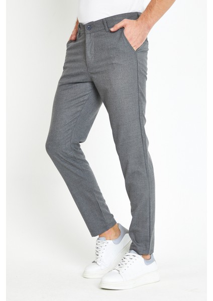 Erkek Gri Italyan Kesim Slimfit Kumaş Pantolon modelleri