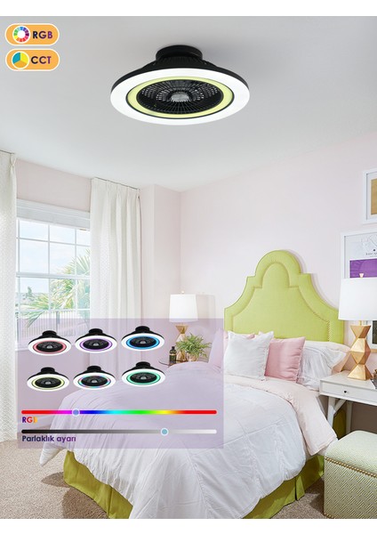 Dlc Ovest Rgb LED Tavan Vantilatörü Kumandalı 58 cm