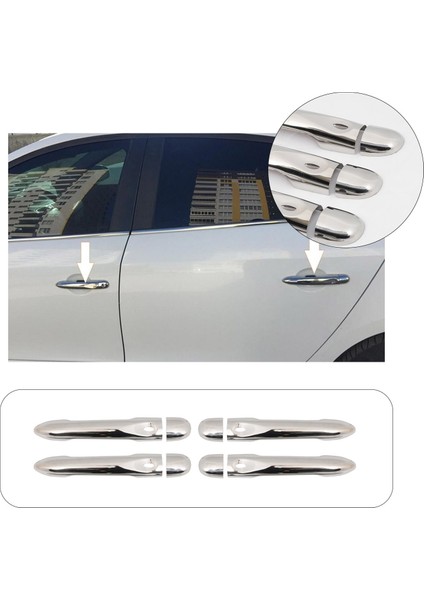 Renault Megane 3 Uyumlu 2010-2015 Krom Kapı Kolu 4 Kapı Paslanmaz Çelik (4 Kol Sensörlü)