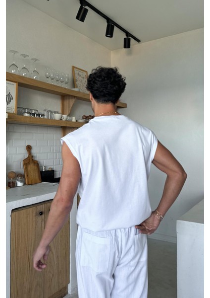 Beyaz Basic Oversize Atlet