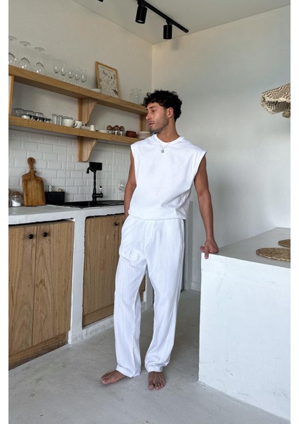 Beyaz Basic Oversize Atlet