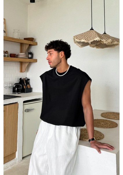 Siyah Basic Oversize Atlet