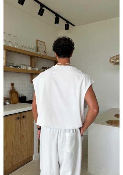 Beyaz Basic Oversize Atlet