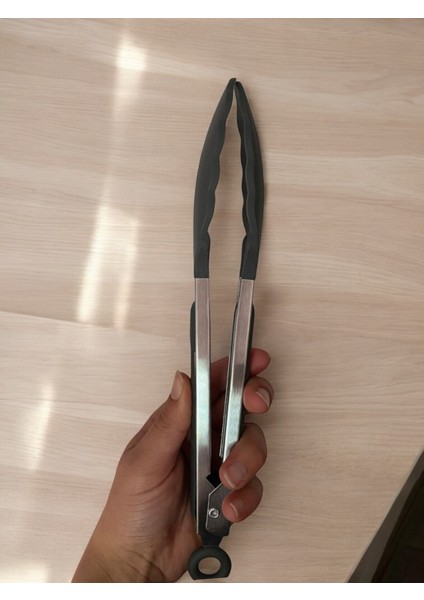 Silikon Uçlu Siyah Metal Kızartma Maşası / Servis Maşası modelleri