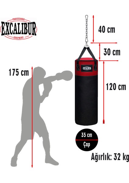 Sunstar 120 x 35 Boks Kum Torbası Kırmızı Siyah fiyatları