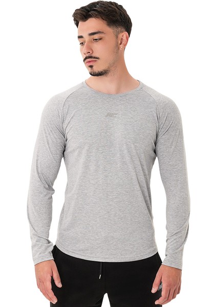 Elite Reglan Uzun Kollu T-Shirt Gri Melanj
