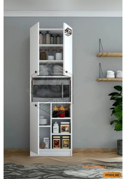 TAMAMI MDF Mobilyanı Tasarla 3 Kapaklı Açık Raflı Modern Tasarım Çok Amaçlı Beyaz Mini Fırın Dolabı/Boy Kiler Dolabı/Erzak Dolabı fiyatları