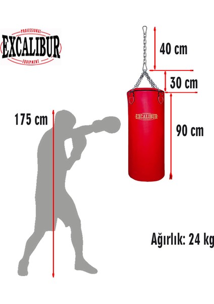 Klasik Boks Torbası 90 x 35 cm Kırmızı fiyatları