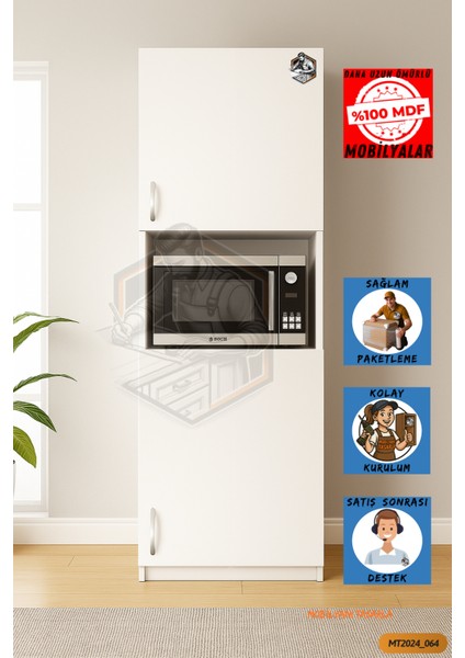 TAMAMI MDF Mobilyanı Tasarla Jumbo Ekstra Derinlikli 2 Kapaklı 4 Raflı Fırın Dolabı Çok Amaçlı Mutfak Dolabı