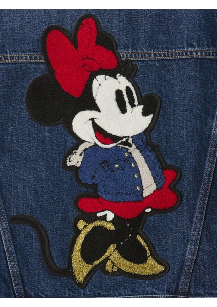 Kadın Koyu Mavi Gap × Disney Minnie Mouse Ikonu Kot Ceket modelleri