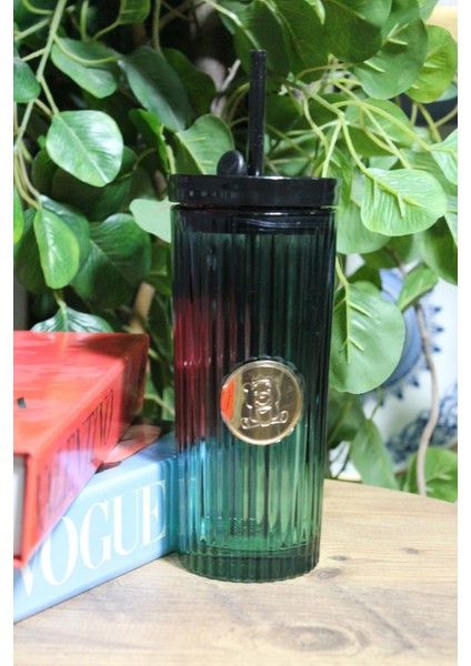 Pipetli Cam Bardak Tekli Pinterest Model Yeşil 450 ml modelleri