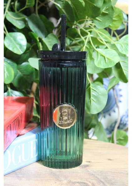 Pipetli Cam Bardak Tekli Pinterest Model Yeşil 450 ml fırsatları