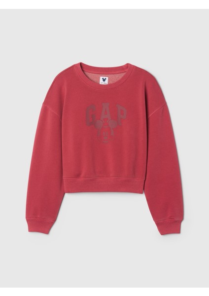 Kız Çocuk Kırmızı Gap × Disney Vintage Soft Mickey Mouse Logo Crop Sweatshirt fiyatları