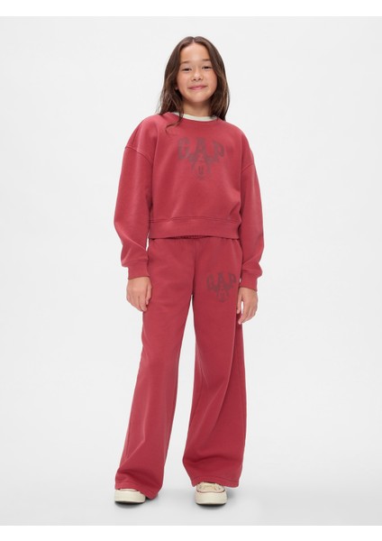 Kız Çocuk Kırmızı Gap × Disney Vintage Soft Mickey Mouse Logo Crop Sweatshirt fırsatları