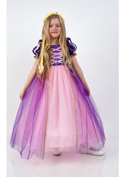 Rapunzel Prenses Kız Çocuk Parti Kostümü Doğum Günü Elbisesi fiyatları