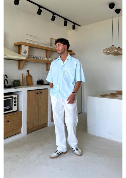 Çizgili Oversize Kısa Kol Gömlek modelleri