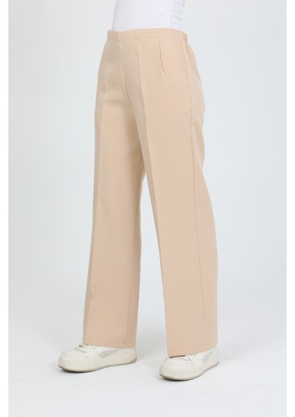 Arkadan Lastikli Yüksek Bel Geniş Paça Palazzo Kadın Rahat Kumaş Pantolon 2345 indirimleri