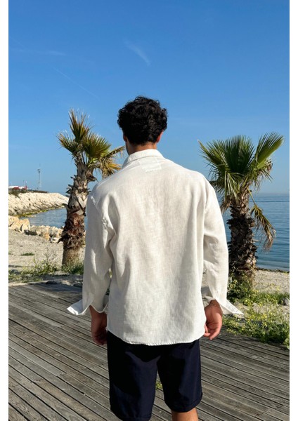 Basic Oversize Keten Gömlek