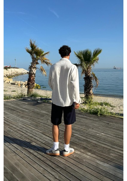 Basic Oversize Keten Gömlek