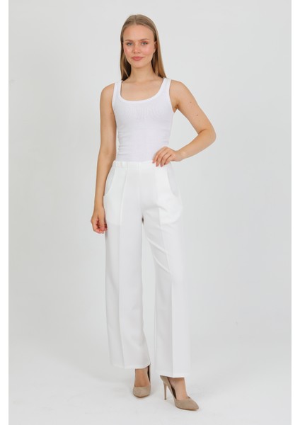 Arkadan Lastikli Yüksek Bel Geniş Paça Palazzo Kadın Rahat Kumaş Pantolon 2345 fiyatları