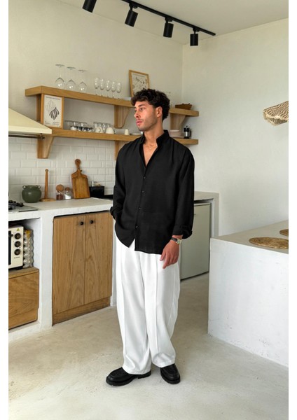 Siyah Uzun Kollu Basic Oversize Gömlek fırsatları