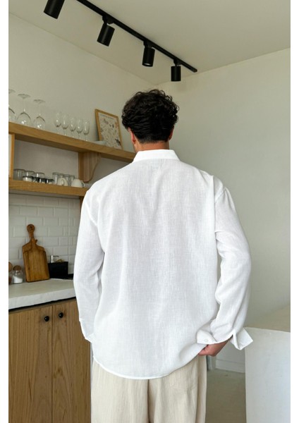 Beyaz Uzun Kollu Basic Oversize Gömlek fiyatları